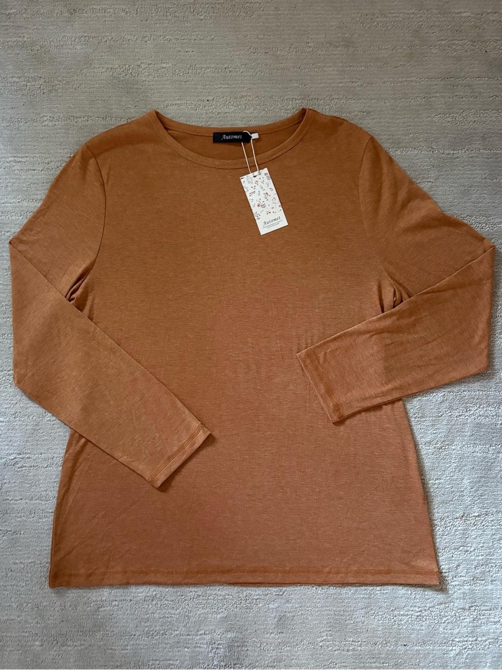 NWT Automet Brown Long Sleeve Top XL Crewneck Soft Everyday Basic Minimalist